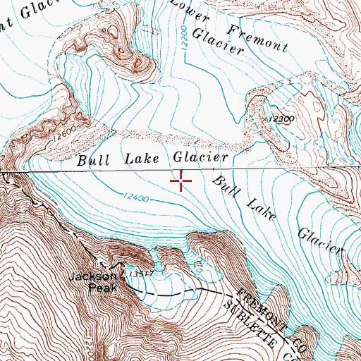 Topographic Map of Bull Lake Glacier, WY