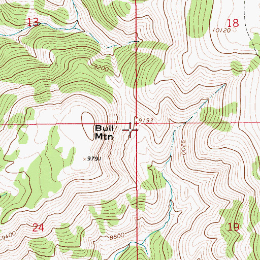 Topographic Map of Bull Mountain, WY