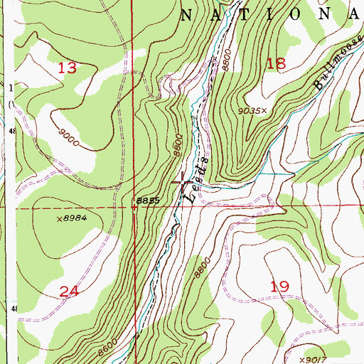 Topographic Map of Bullmoose Creek, WY