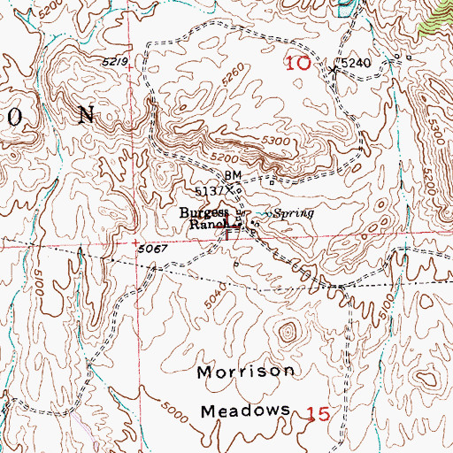 Topographic Map of Burgess Ranch, WY