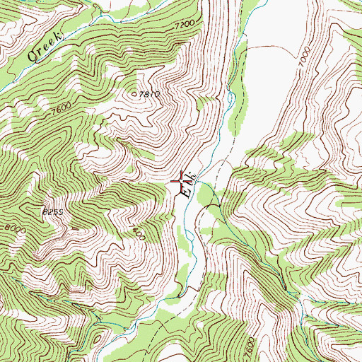 Topographic Map of Burned Timber Creek, WY
