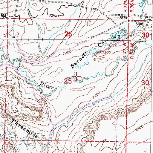 Topographic Map of Burnett Creek, WY