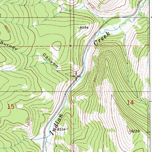 Topographic Map of Burney Canyon, WY