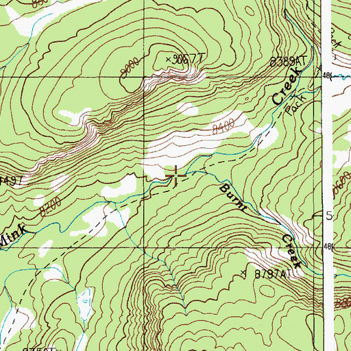Topographic Map of Burnt Creek, WY