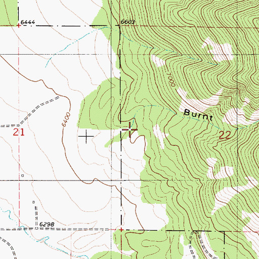 Topographic Map of Burnt Hollow, WY