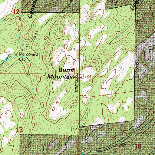 Topographic Map of Burnt Mountain, WY