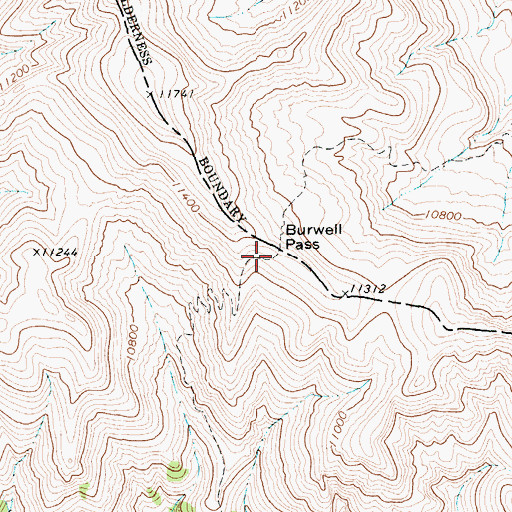 Topographic Map of Burwell Pass, WY