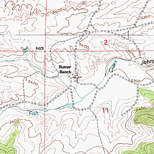 Topographic Map of Butner Ranch, WY
