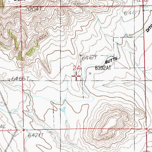 Topographic Map of Butte Ditch, WY