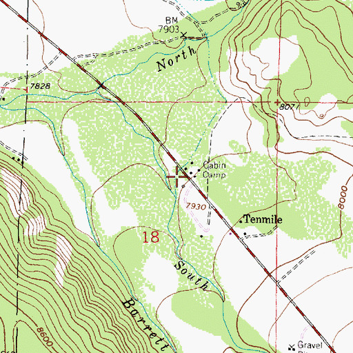 Topographic Map of Cabin Camp, WY