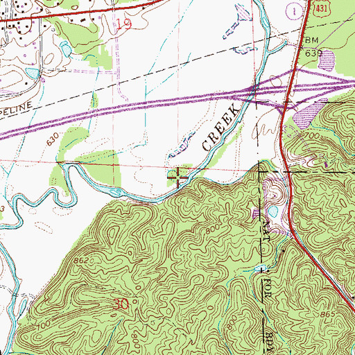 Topographic Map of Jackson Creek, AL