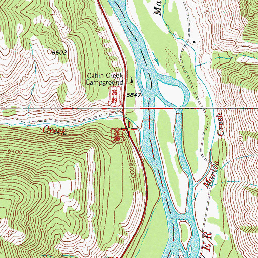 Topographic Map of Cabin Creek, WY
