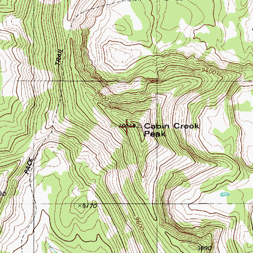 Topographic Map of Cabin Creek Peak, WY