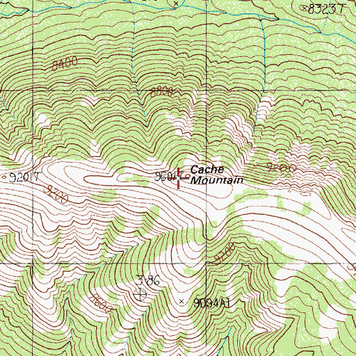 Topographic Map of Cache Mountain, WY