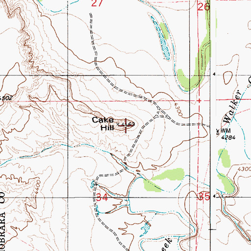 Topographic Map of Cake Hill, WY