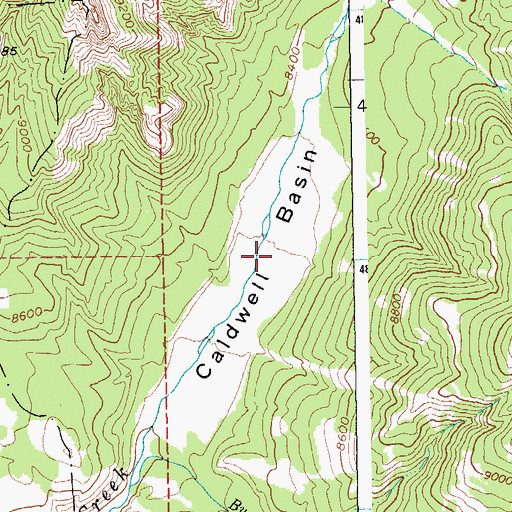 Topographic Map of Caldwell Basin, WY