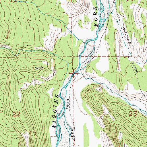 Topographic Map of Caldwell Creek, WY