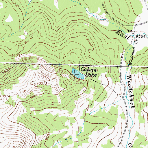 Topographic Map of Calvin Lake, WY