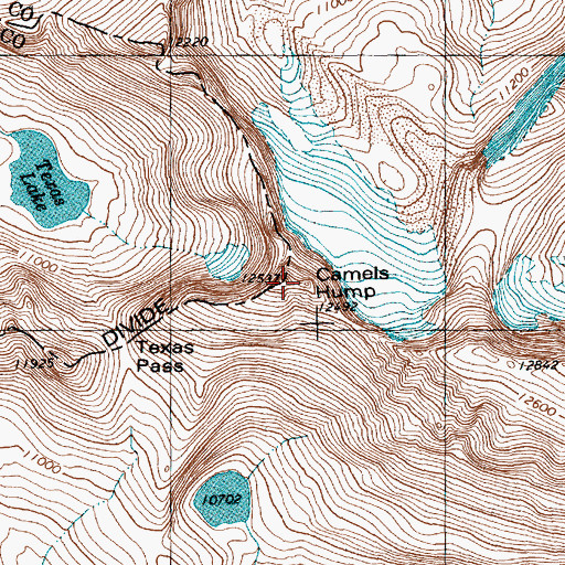 Topographic Map of Camels Hump, WY