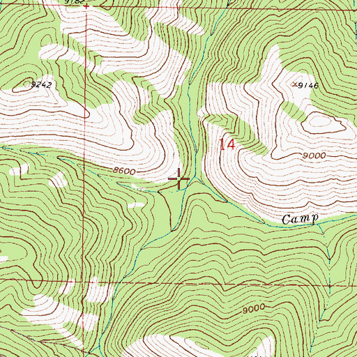 Topographic Map of Camp Creek, WY
