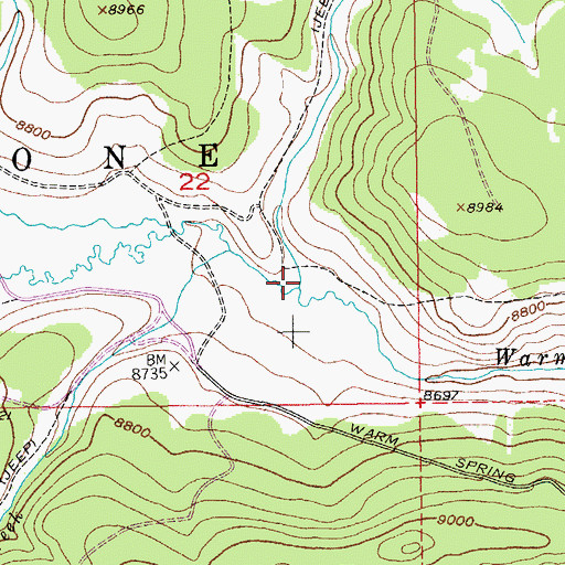 Topographic Map of Camp Creek, WY