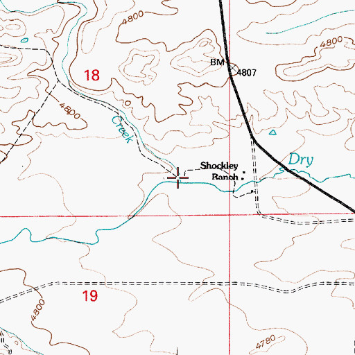 Topographic Map of Camp Creek, WY