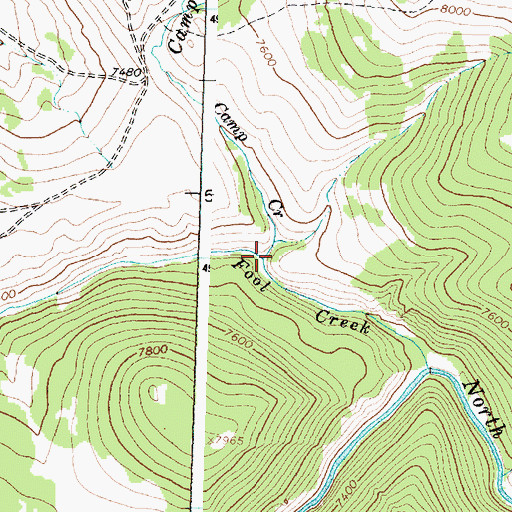 Topographic Map of Camp Creek, WY