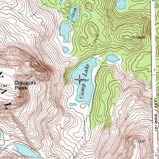 Topographic Map of Camp Lake, WY
