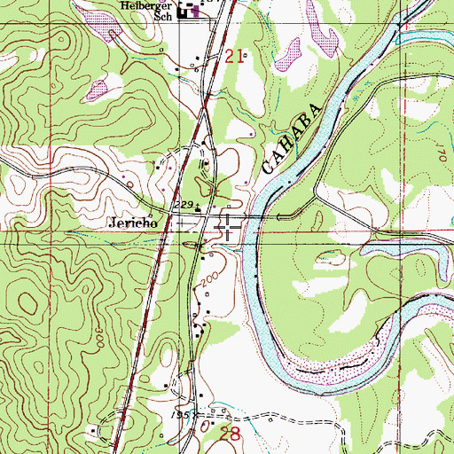 Topographic Map of Jericho, AL