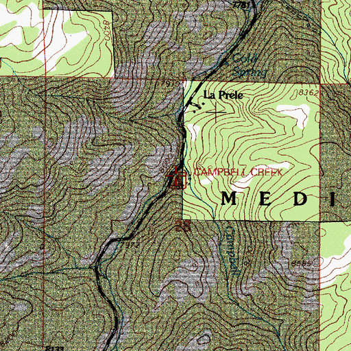 Topographic Map of Campbell Creek Campground, WY