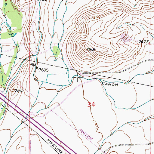 Topographic Map of Canon Ditch, WY