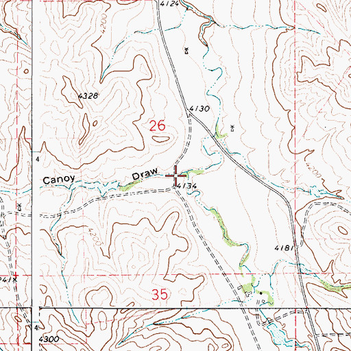 Topographic Map of Canoy Draw, WY