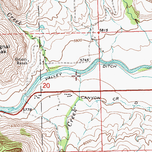 Topographic Map of Canyon Creek, WY