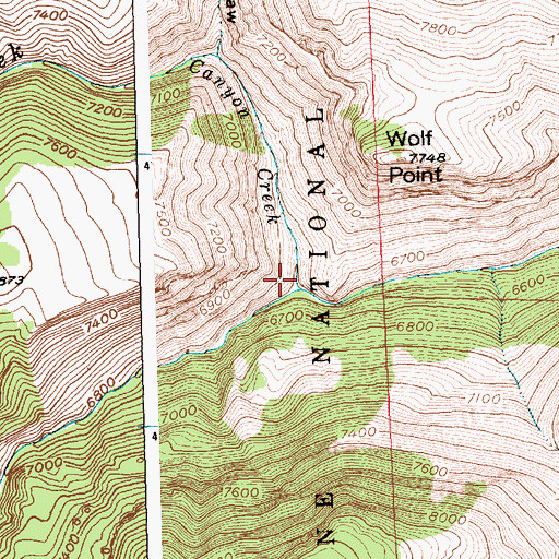 Topographic Map of Canyon Creek, WY