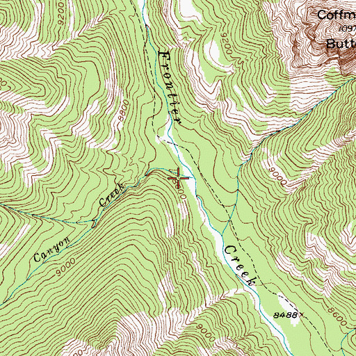 Topographic Map of Canyon Creek, WY