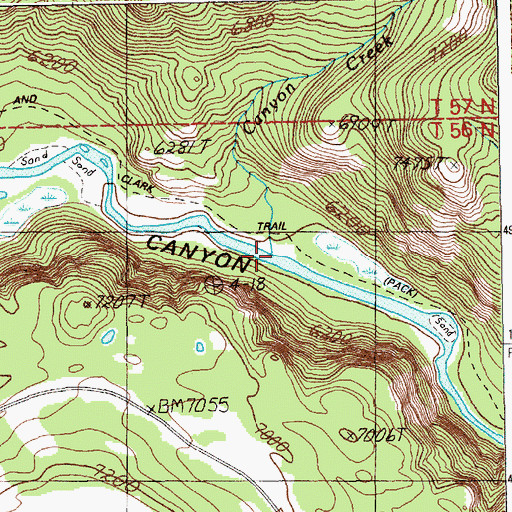Topographic Map of Canyon Creek, WY