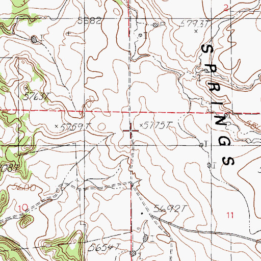 Topographic Map of Canyon Springs Prairie, WY