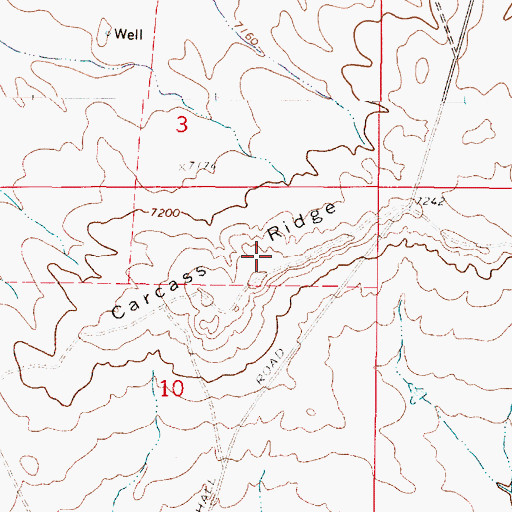 Topographic Map of Carcass Ridge, WY