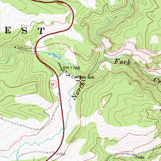Topographic Map of Caribou Creek, WY