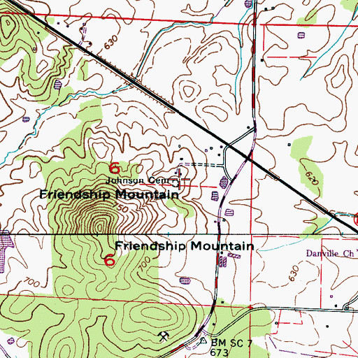 Topographic Map of Johnson Cemetery, AL