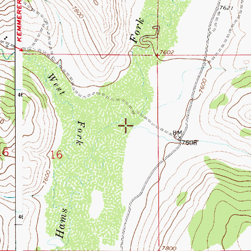 Topographic Map of Carl Creek, WY