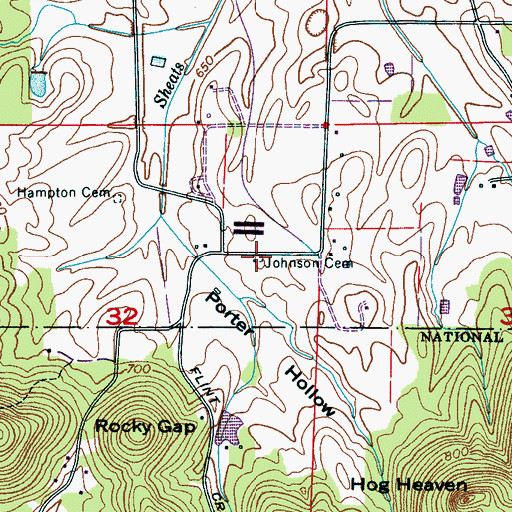 Topographic Map of Johnson Cemetery, AL