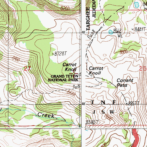 Topographic Map of Carrot Knoll, WY
