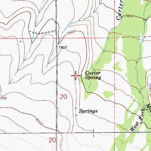 Topographic Map of Carter Spring, WY