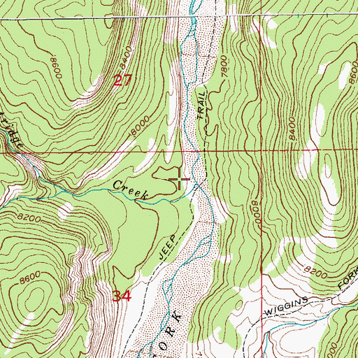 Topographic Map of Cartridge Creek, WY