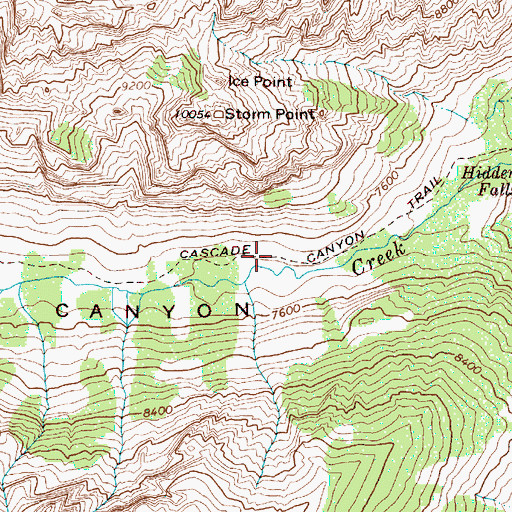 Topographic Map of Cascade Canyon Trail, WY