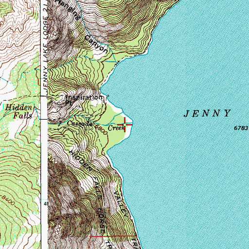 Topographic Map of Cascade Creek, WY