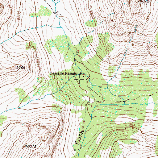 Topographic Map of Cascade Ranger Station, WY