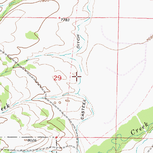 Topographic Map of Casteel Ditch, WY