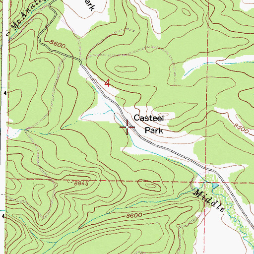 Topographic Map of Casteel Park, WY
